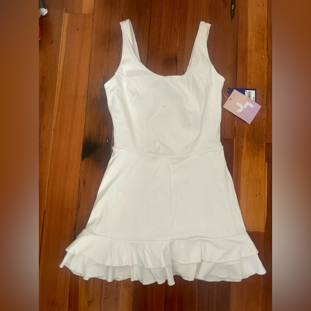 White Ruffle Hem Sleeveless Dress